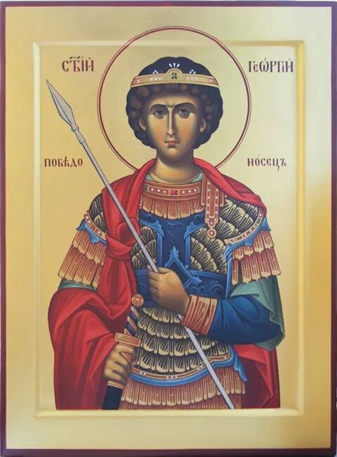 Рукописная икона Святой Георгий Победоносец